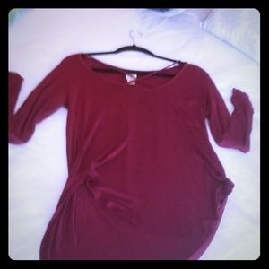 Self Esteem Maroon asymmetrical hemline top